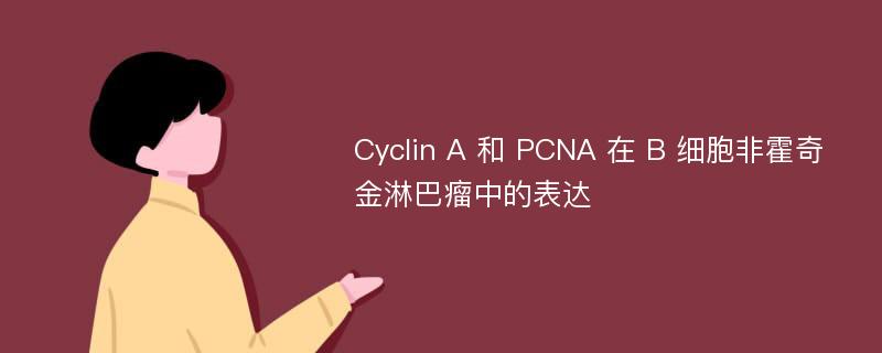 Cyclin A 和 PCNA 在 B 细胞非霍奇金淋巴瘤中的表达